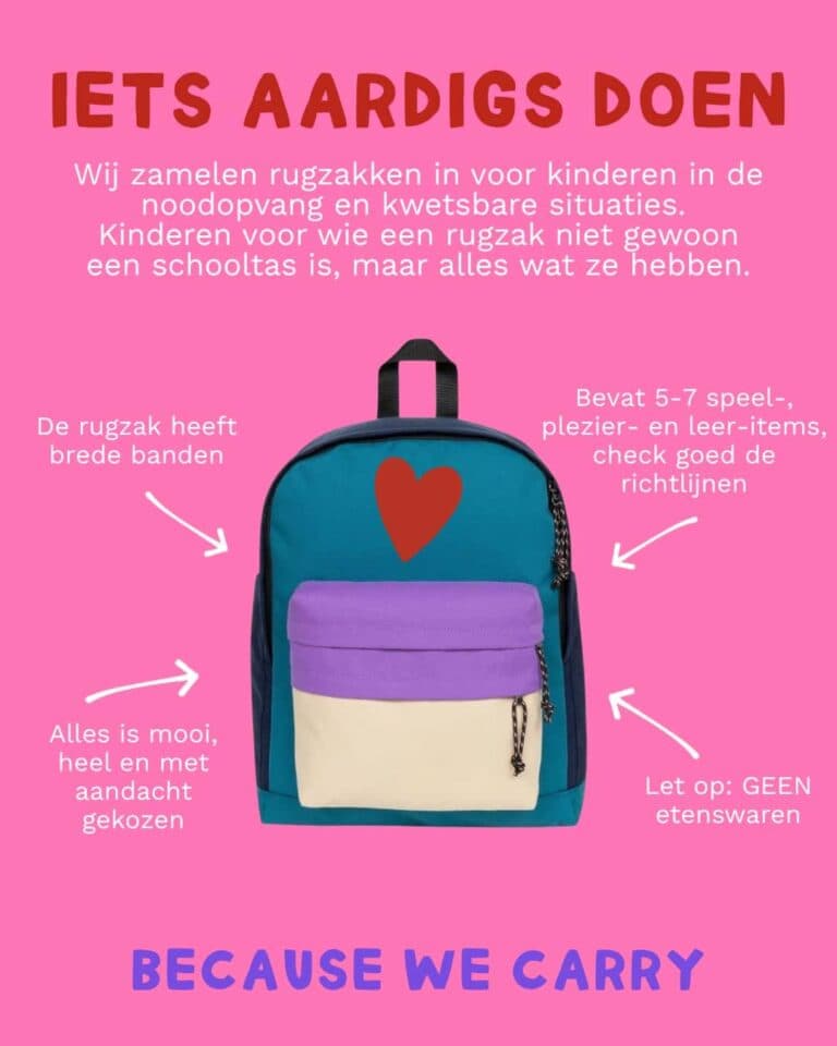 Steenwijkerwolds gezin komt in actie voor Because We Carry en zamelt gevulde kinderrugzakjes in voor kinderen in de noodopvang