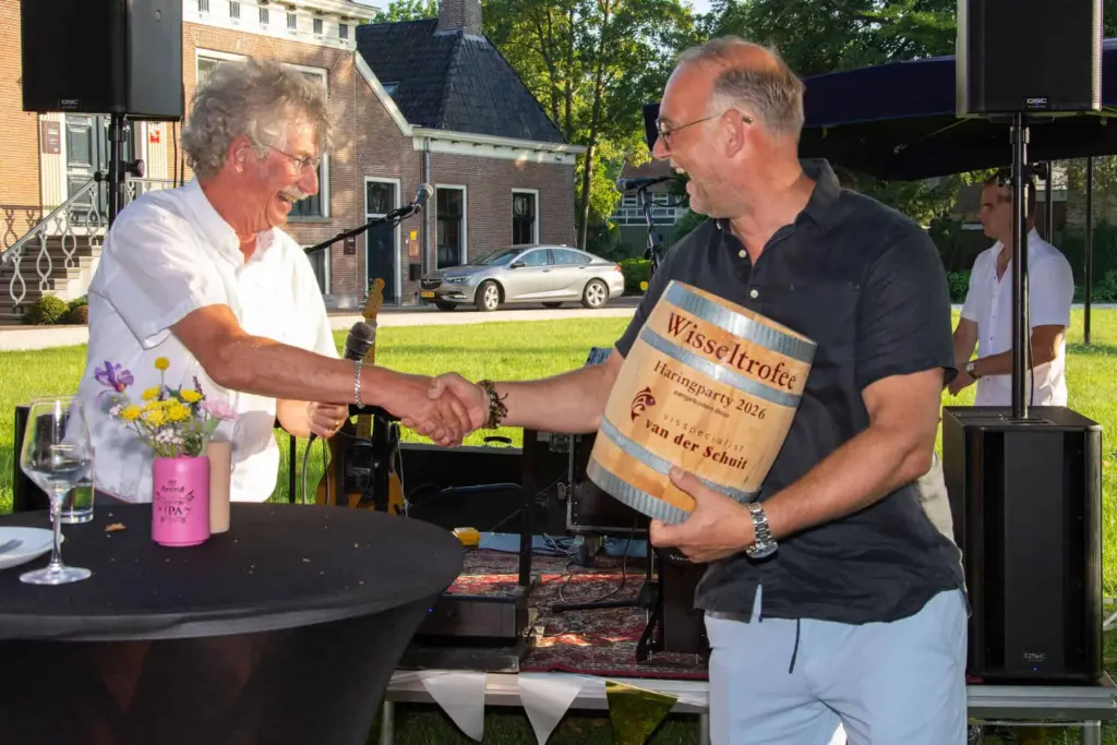 Teun Stoker en Hasker de Jong tijdens de Haringparty Weststellingwerf.