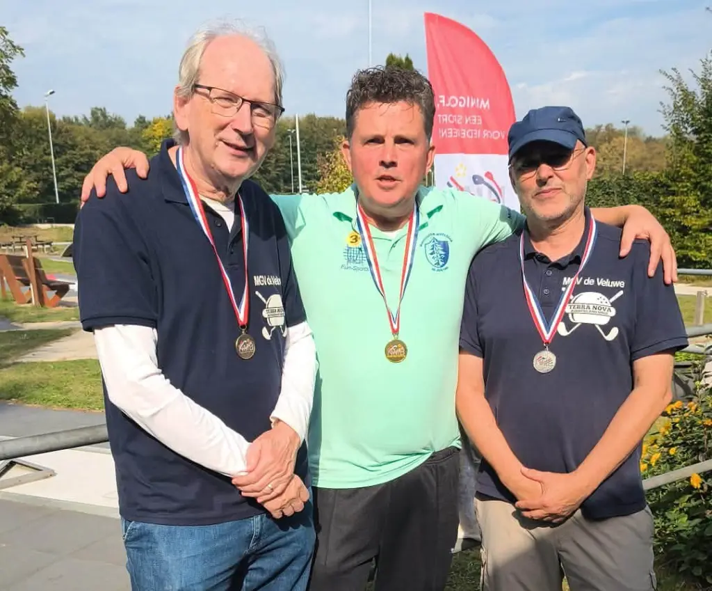 Hans Broodbakker, Frits Zwaal en Yvo Keus (foto MGC Appelscha)NK Matchplay