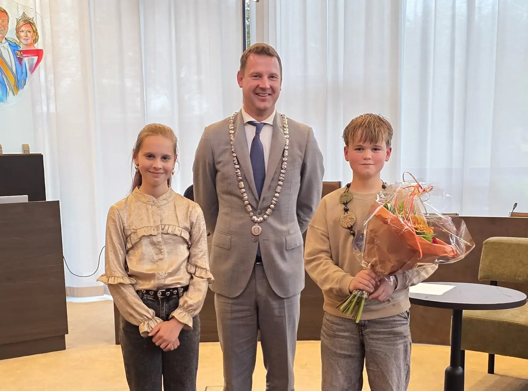 Femke Klaassen, Burgemeester Jouke Spoelstra en Hero Sieders