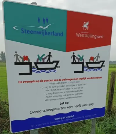 Informatiebord bij het pontje (foto Fietsersbond Steenwijkerland).