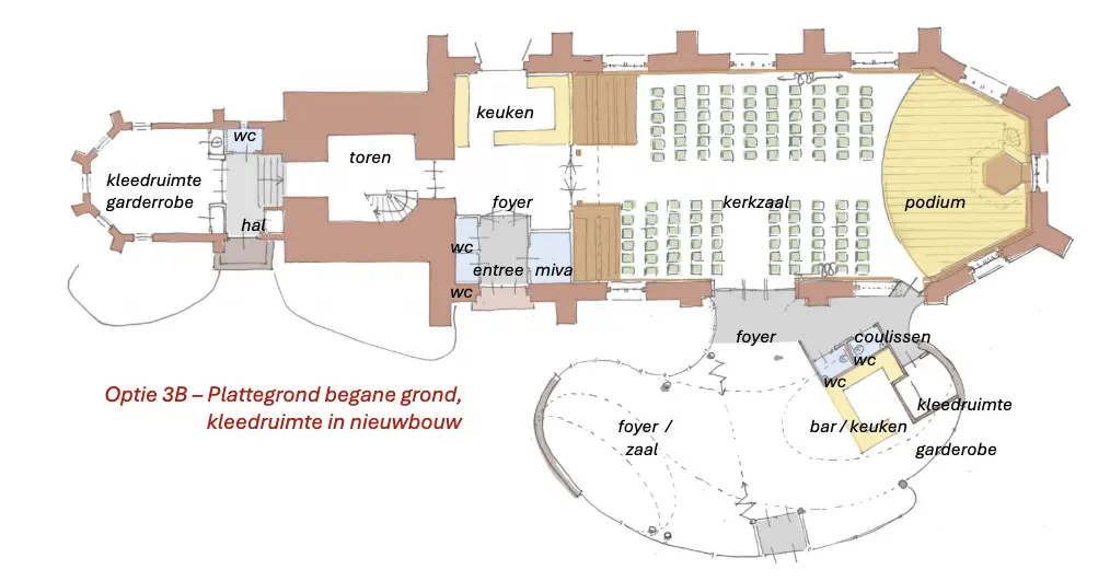 Optie 3b voor Theater op de Hoogte in Wolvega (beeld: Gemeente Weststellingwerf).